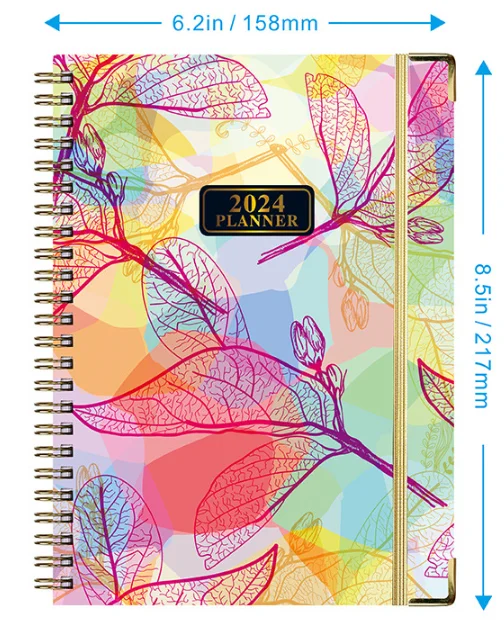 2024 planner spiral bound Weekly & Monthly Jan 2024 - Dec 2024schedule book planner daily Hardcover Monthly Tabs Pocket bandage