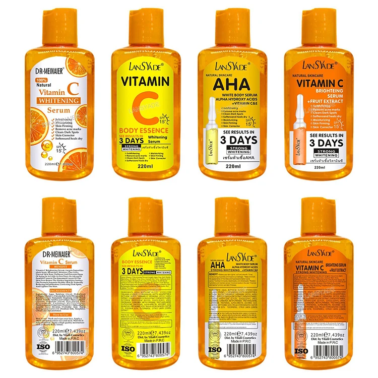 Private Label Facial Serum Pure Vitamin C Turmeric Natural AHA Moisturizing Anti-Wrinkle Brightening Whitening Face Body Serum