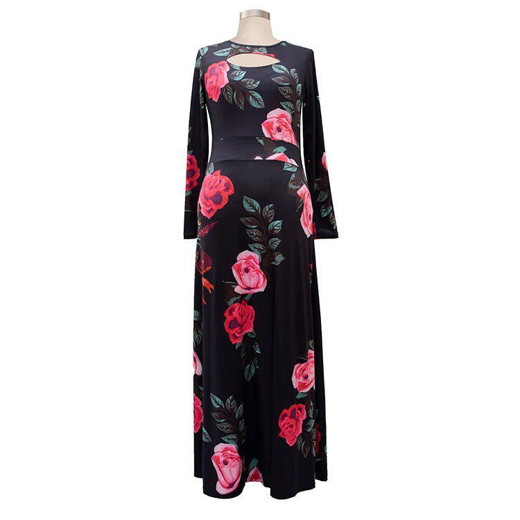 Hot Selling Elegant Women Dresses Sustainable Long Sleeve Lady Print Casual Dresses