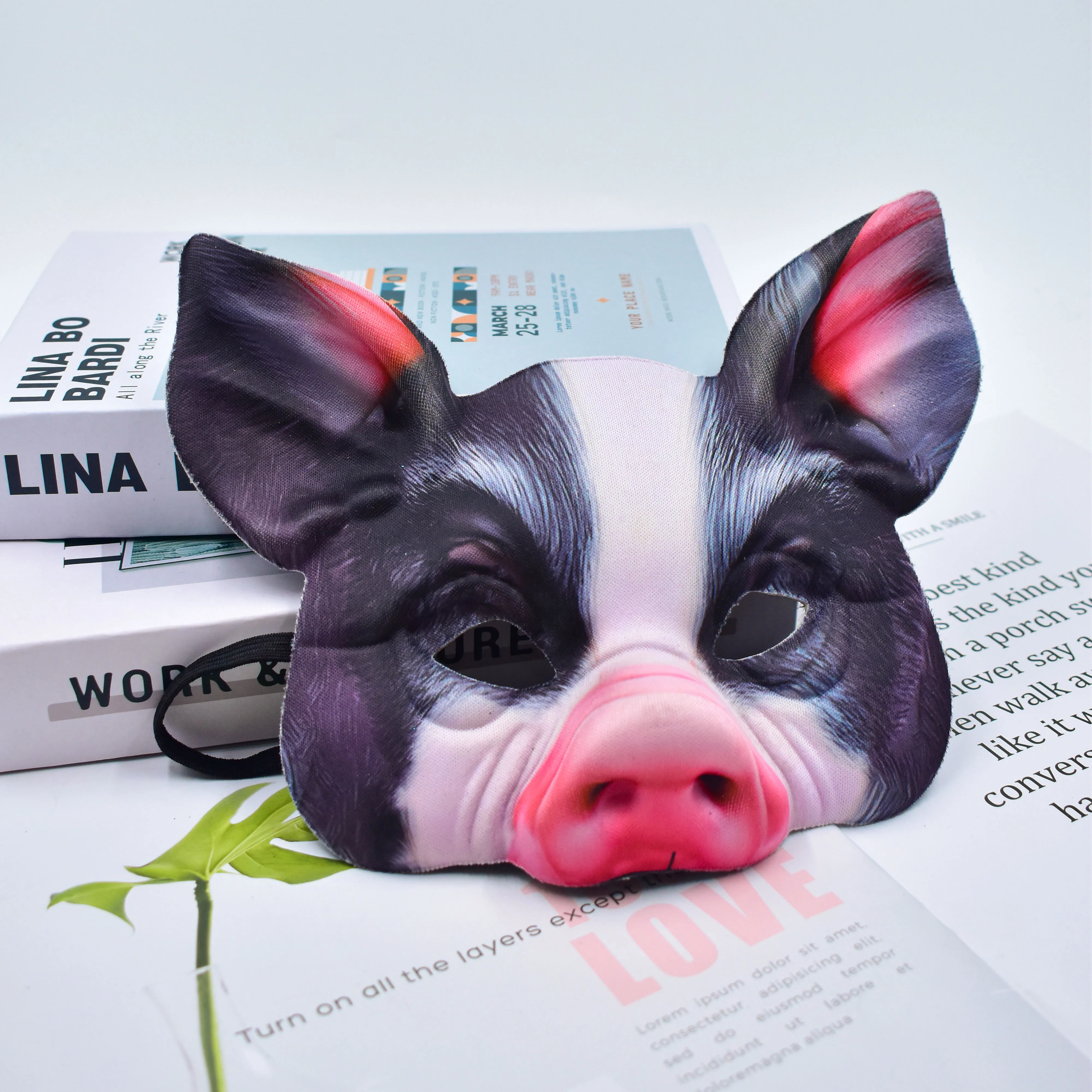Cosplay Realistic Half Face Pig Mask Halloween Animal Scary Mask For Adults Children