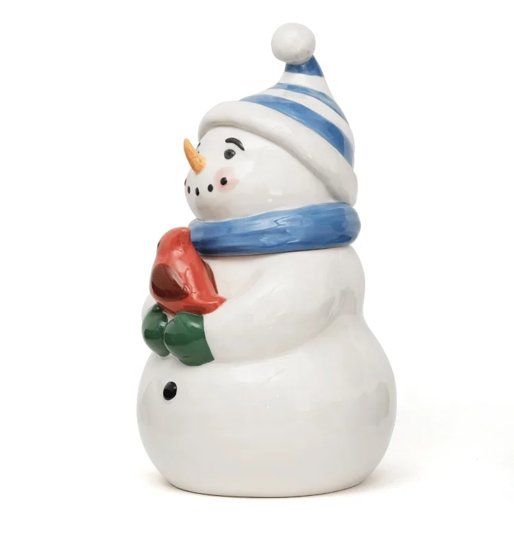 Wholesale Christmas holiday kitchen coffee tea cookie gift ceramic canister jar with 3D handpainting design