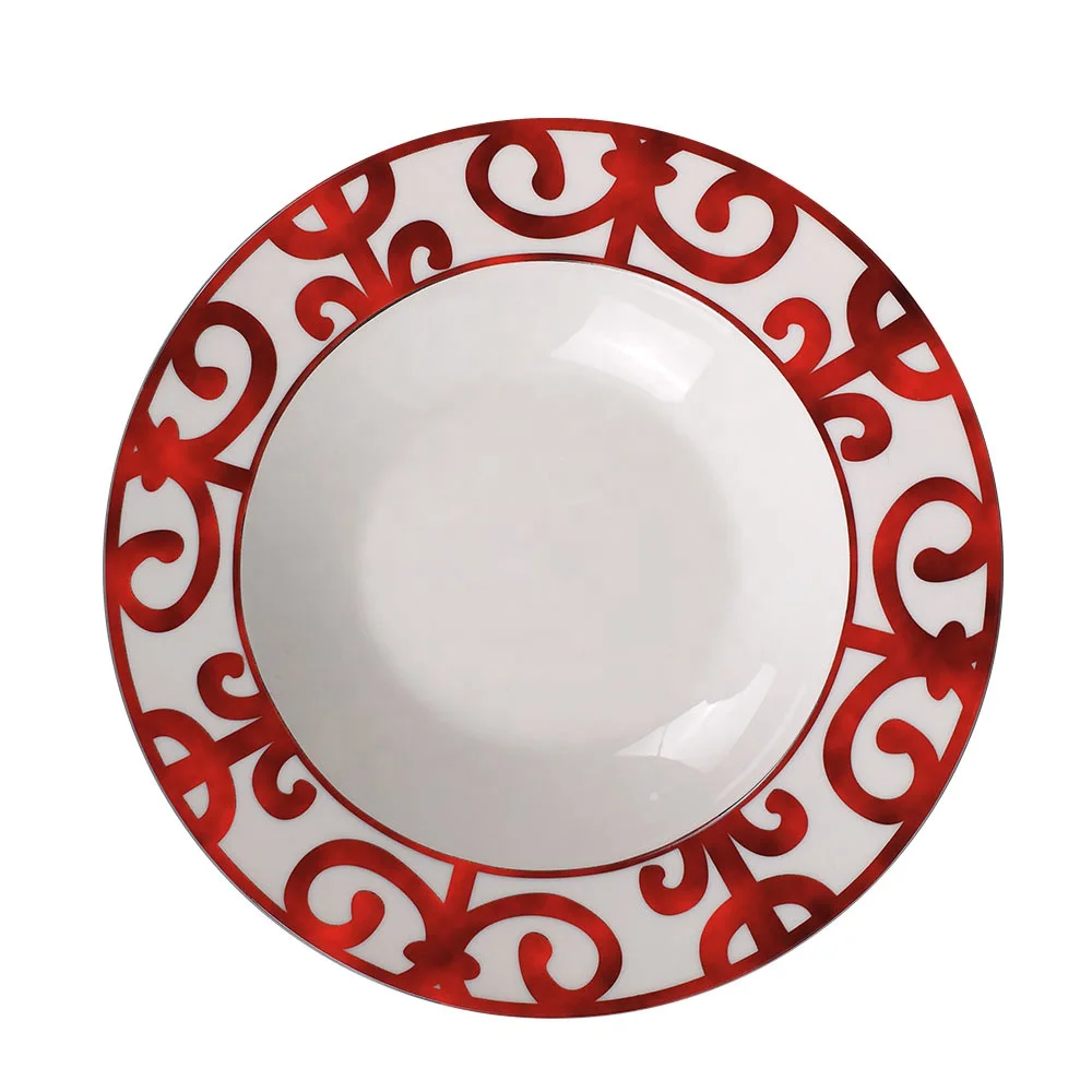 Ceramic Dinner Plates Dinnerware Set Dishes Luxury Food Salad Soup Bowl Ceramic Soup Plate for Restaurant Hotel