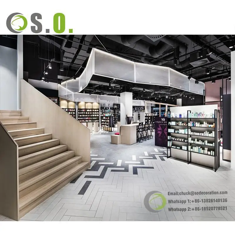 Cosmetic Shelves Display Makeup Display Wall Showcase For Cosmetic Retail Store