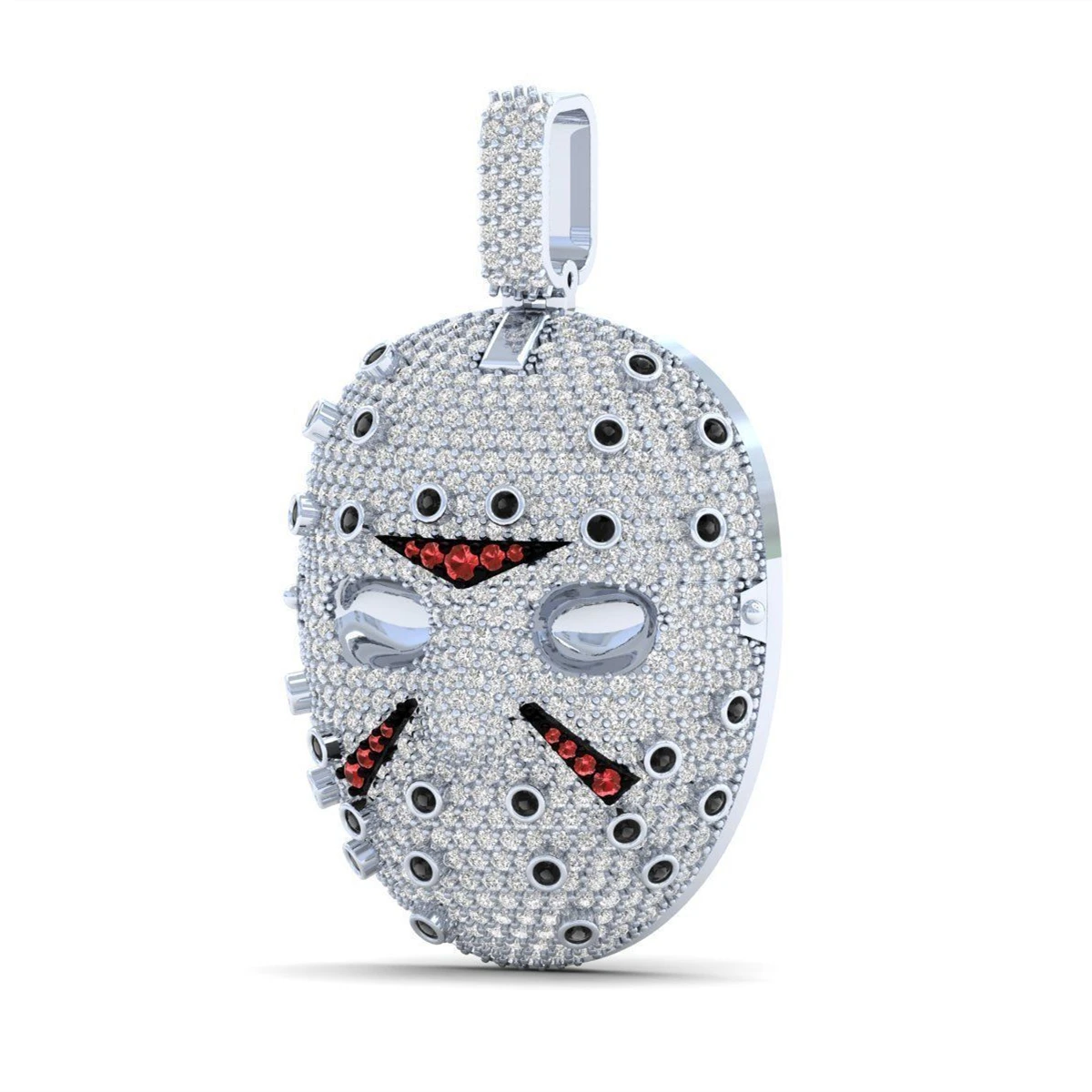 Wholesale Hip Hop Rapper Hockey Mask Necklace Jewelry Gold Plated Iced Out Cz Diamond Jason Voorhees Mask Pendant