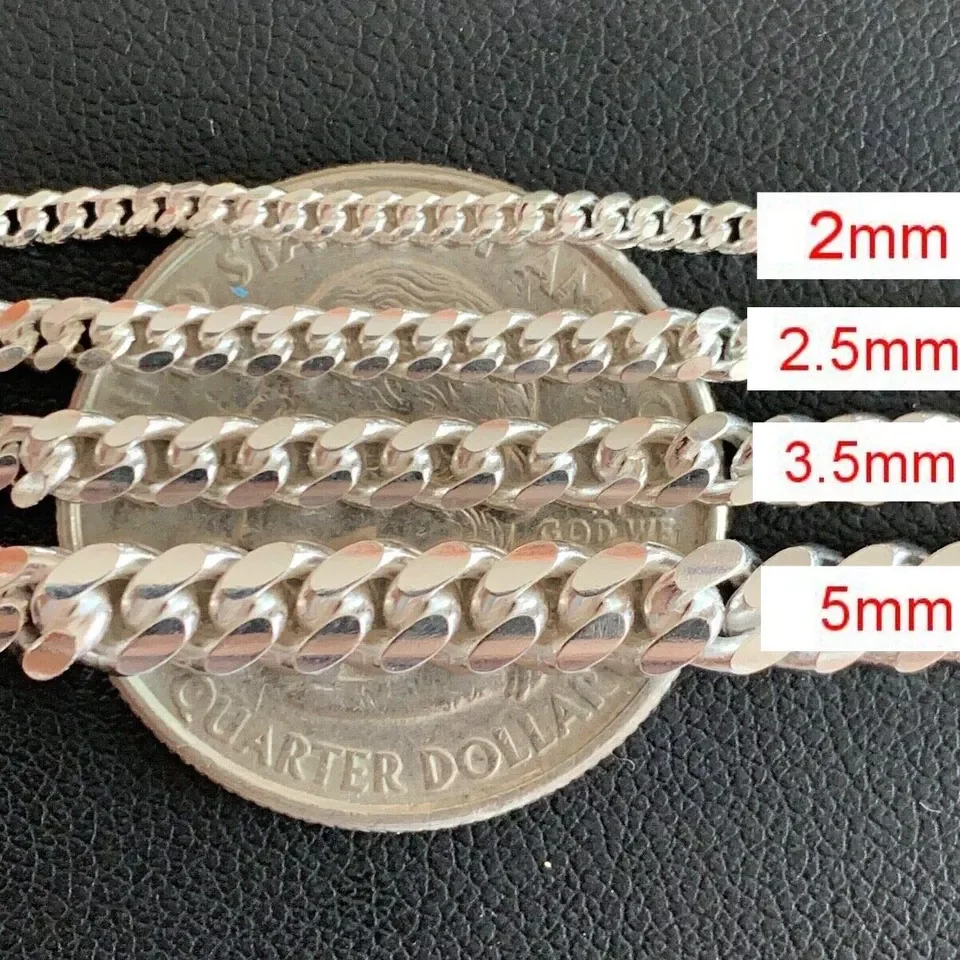 3mm 5mm 6mm 7mm 8mm 14mm 18mm 20mm 925 Silver Cuban Link Chain 925 Sterling Silver Italy Rope Necklace For Men Women