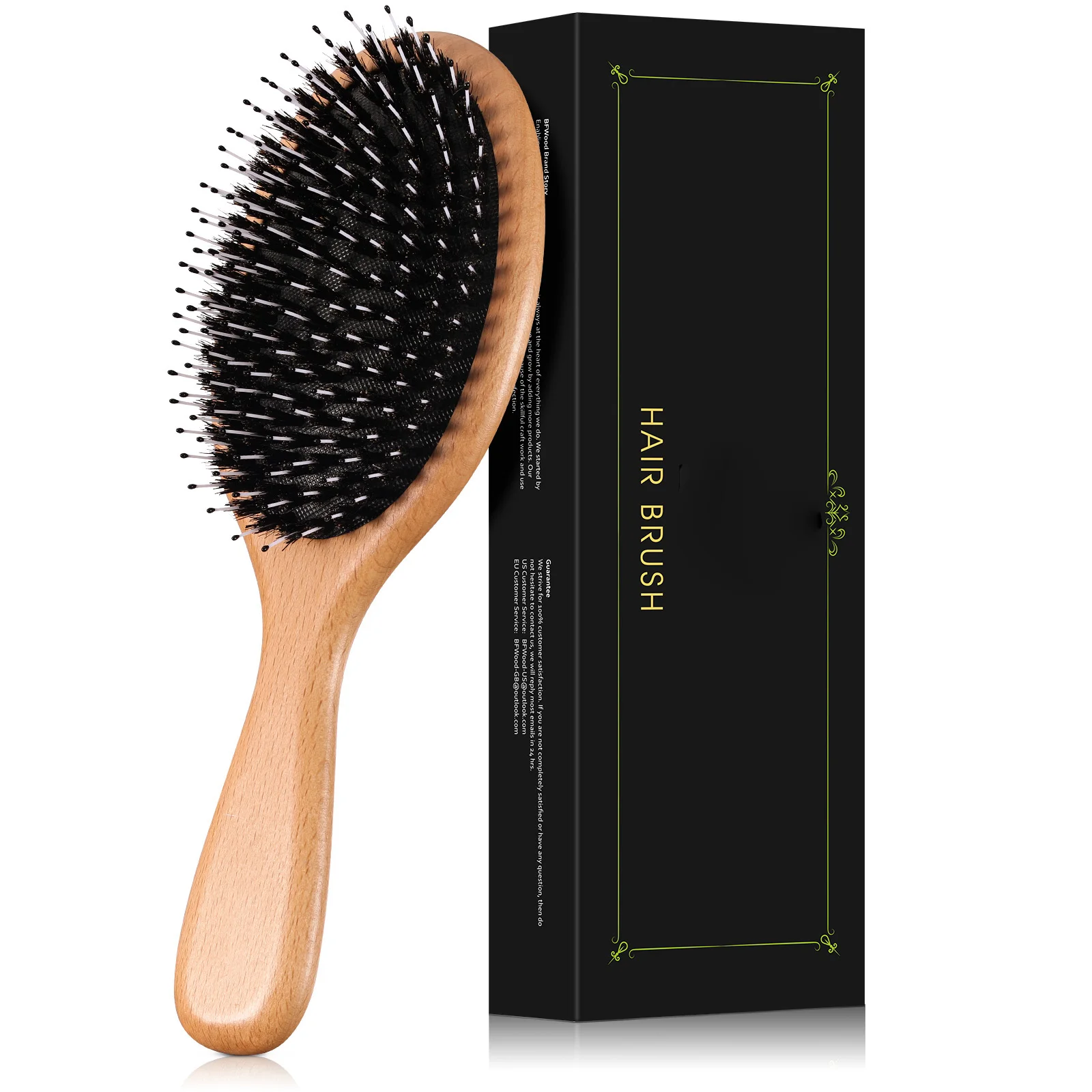 Natural Detangling Hairbrush Hair Private Label Wooden Boar Bristle Paddle cushion styling hair brush