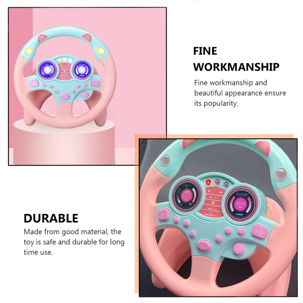 HY New Arrival Children Puzzle Simulation Driving Light Musical Educational Baby Steering Wheel Toys For Kids