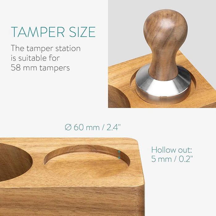 Natural Wood Tamping Station for Coffee Customized, Portafilter Tamping Holder Fits 58mm