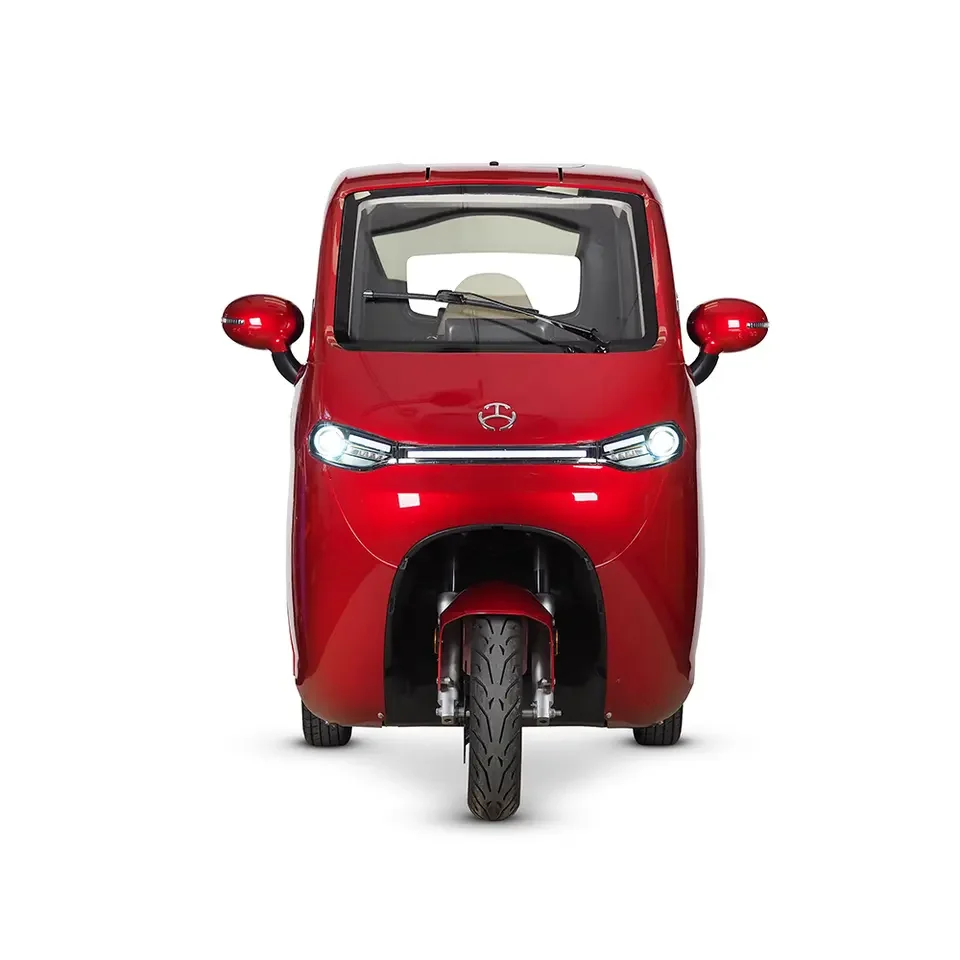 red fully enclosed electric tricycle kabinenroller 1500w 45kmh Europe charger old people electric mini rickshaw tricycle