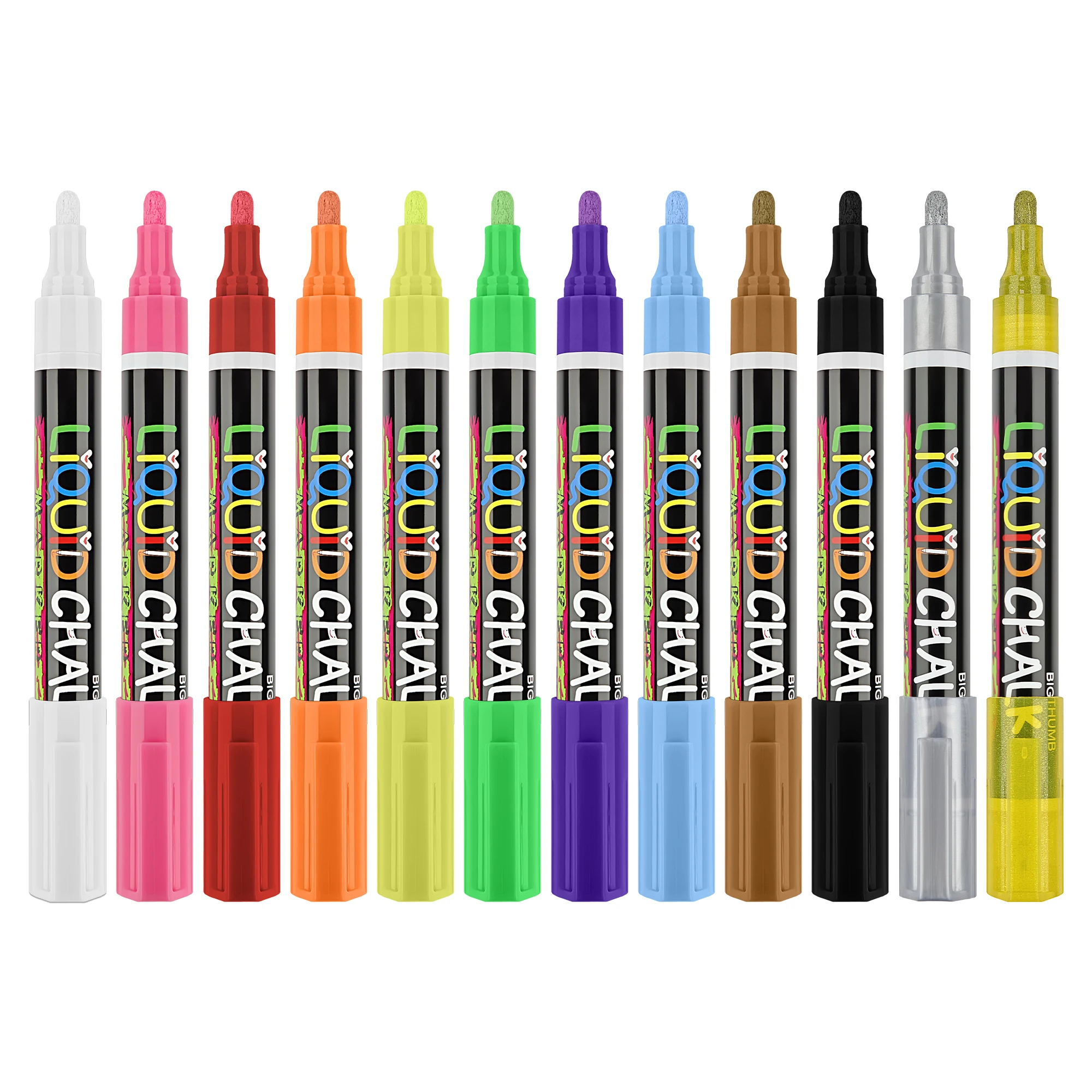 Hot Sale 12 Colors Erasable Chalk Markers for Chalkboards, Signs, Windows, Blackboard, Glass, Mirrors