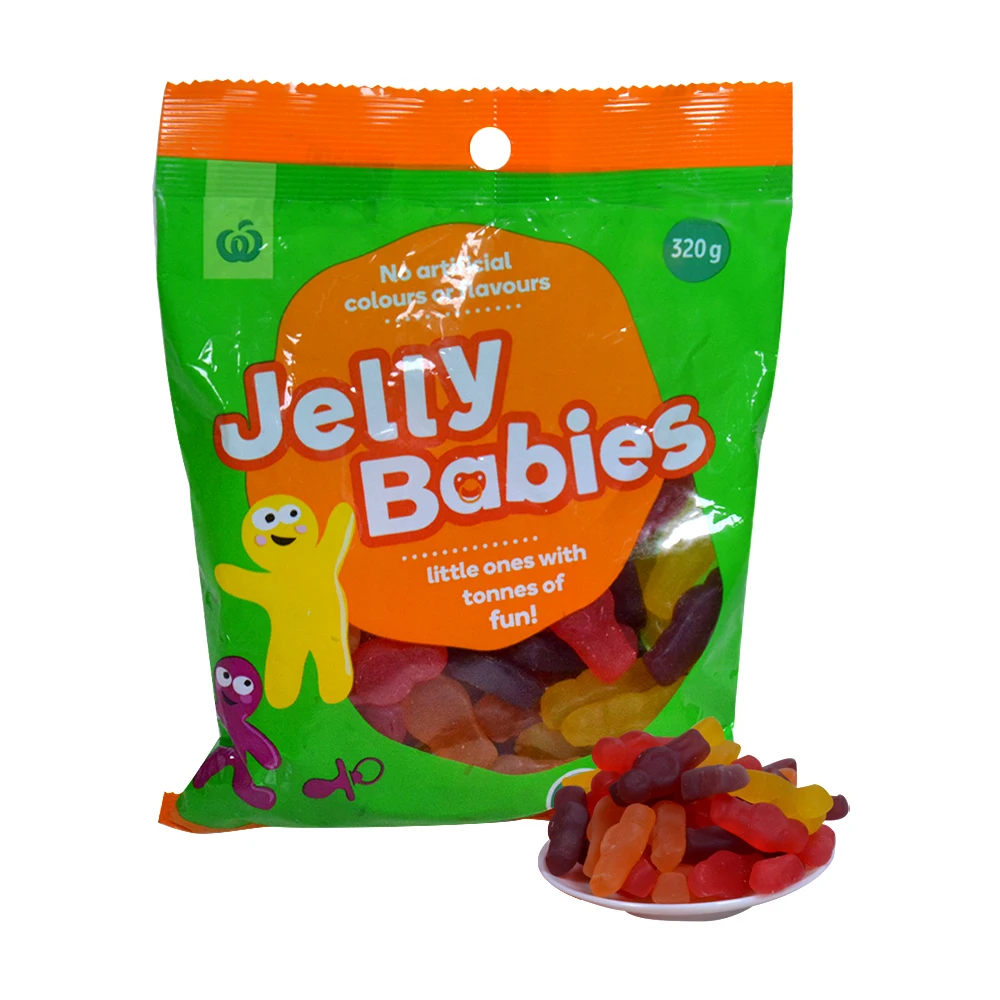 Amos High Quality Good Looking Delicious 2D 320G Colorful Little Man Jelly Babies Gummy Candy With Tonnes Fun