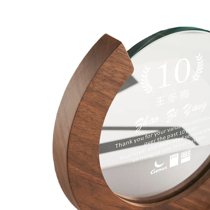 Solid Wood Crescent-Shaped Custom Crystal Trophies Award Trophy Enterprise Annual Meeting Souvenir Products