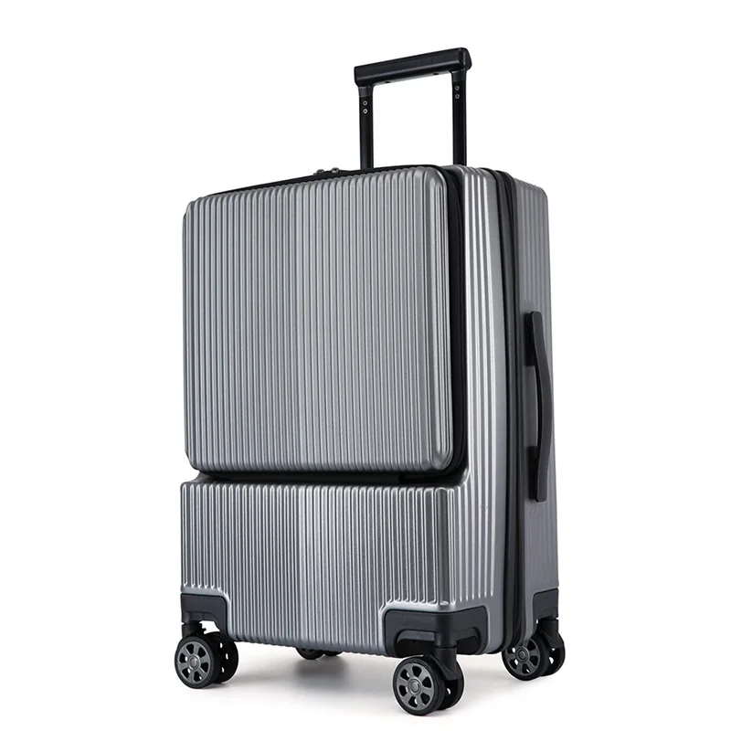 Business front opening suitcase computer boarding suitcase zipper closure side opening 20 inch rechargeable 24 inch luggage case