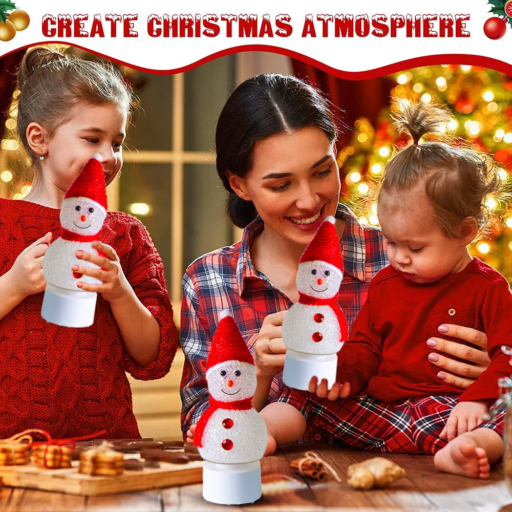 Christmas Kid Gift Snowman Shape LED Light with Base Ambiance ornament