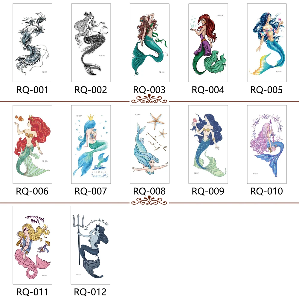 
Waterproof Fantasy Mermaid Tattoo Sticker Goddess Mermaid Flower Arm Tattoo Sticker Personality Temporary Tattoo Sticker RQ 