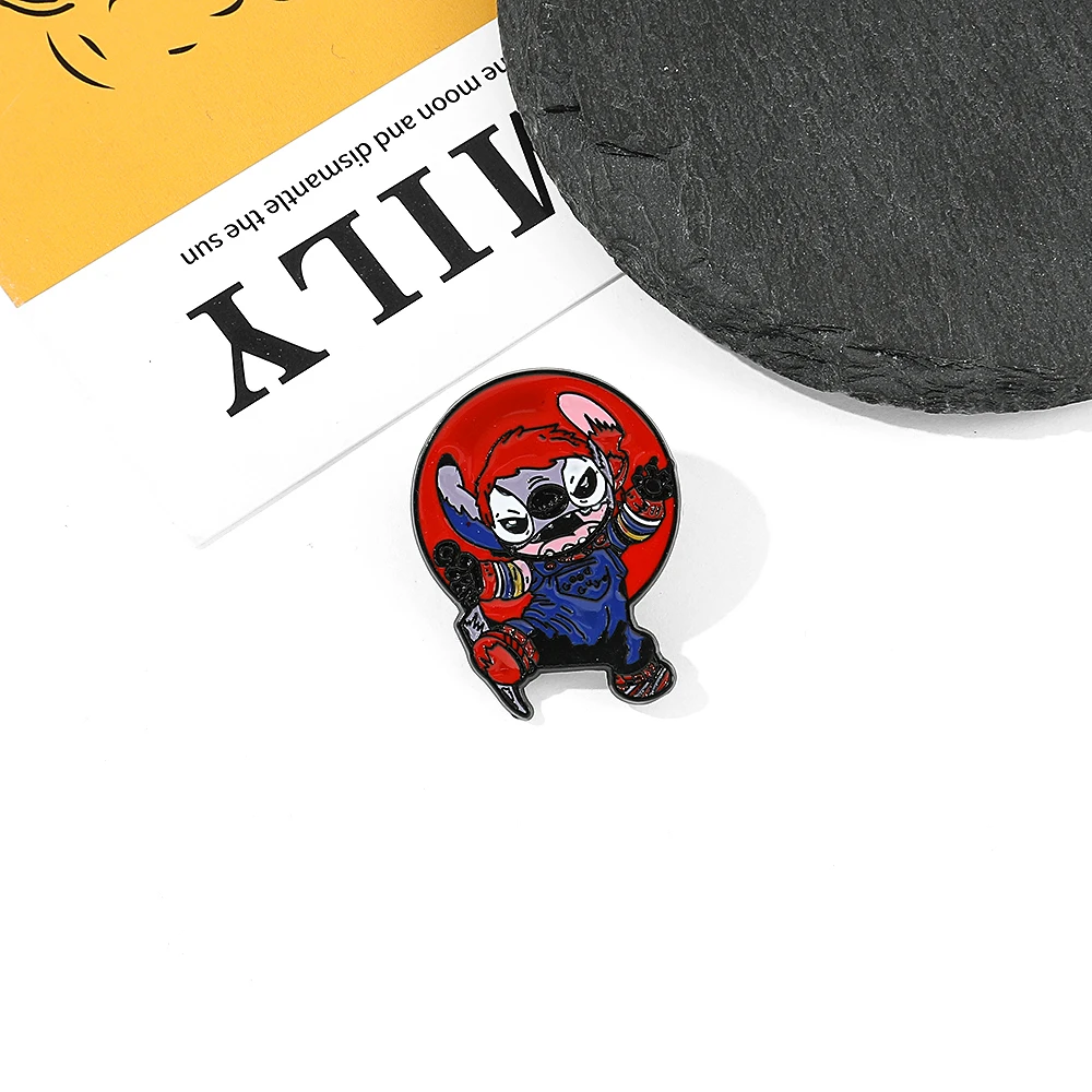 Halloween Cartoon Stitch Brooch Spoof Pin Metal Badge Best Gift For Girls Schoolbag Funny All Saints Day Decoration