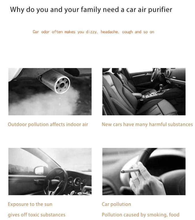 Private Label Car Air Freshener Car Interior Accessories 4 Layers HEPA Activated Carbon Photocatalyst