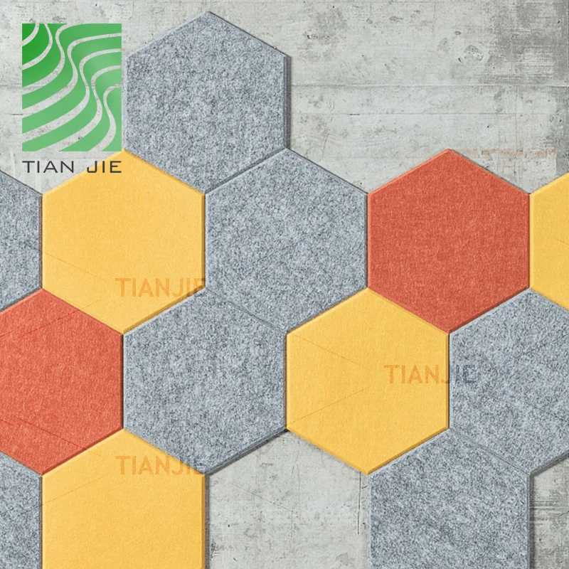 Hexagon pet decorated acoustic panel sound absorption