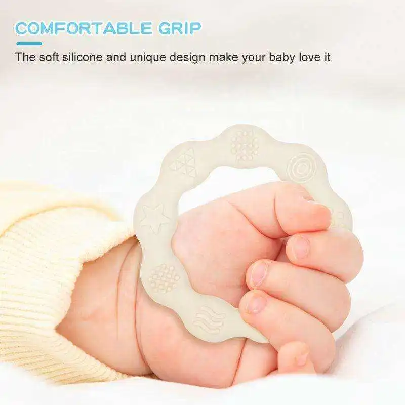 Wholesale Solid Sun Bunny Star Shape Wooden Silicone Donut Baby Teething Toy Bpa Free Silicone Teether Strap Baby Teether