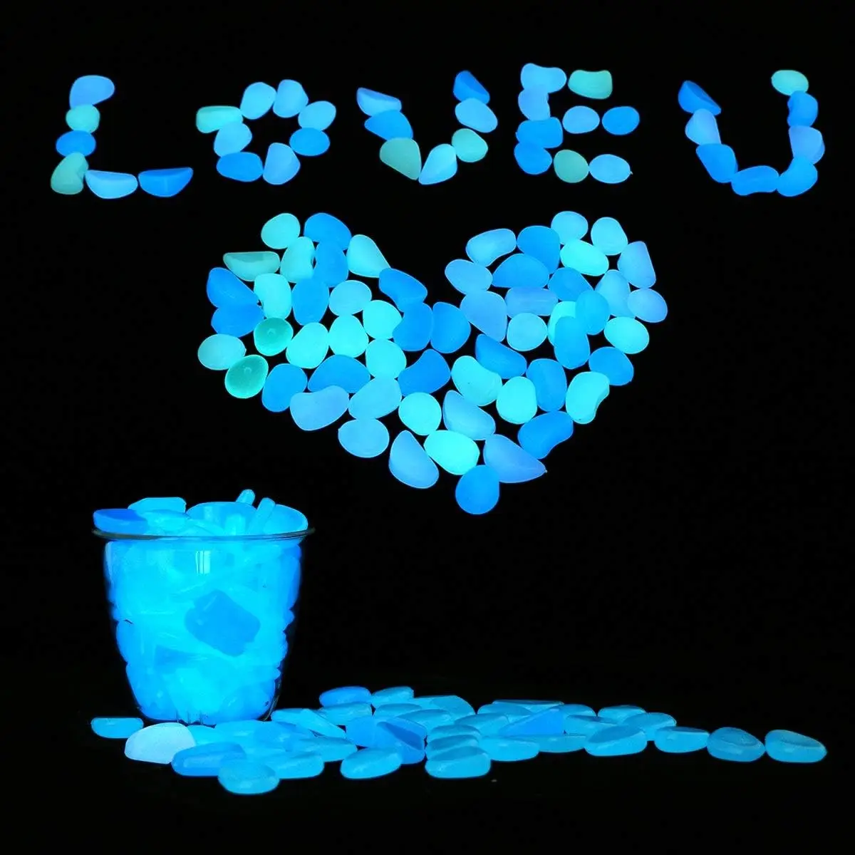 100pcs Night Luminous Stones Glowing Glow in the Dark Pebbles Glowing Stone Rocks for Aquarium Decoration