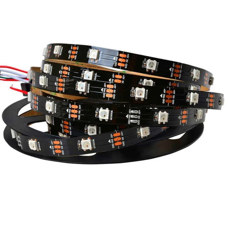 DC 5V WS2812 dream color magical LED strip black board SMD 5050 60 LED