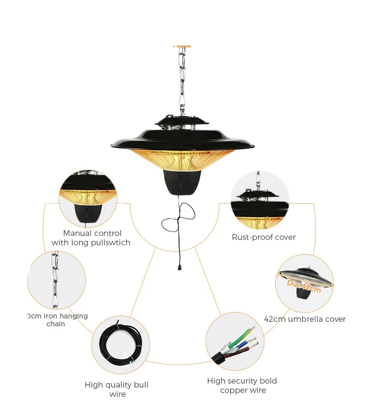 SEPAT Electric Patio Heater 1500W Hanging Type Outdoor and Indoor Heater Ceiling Mounted