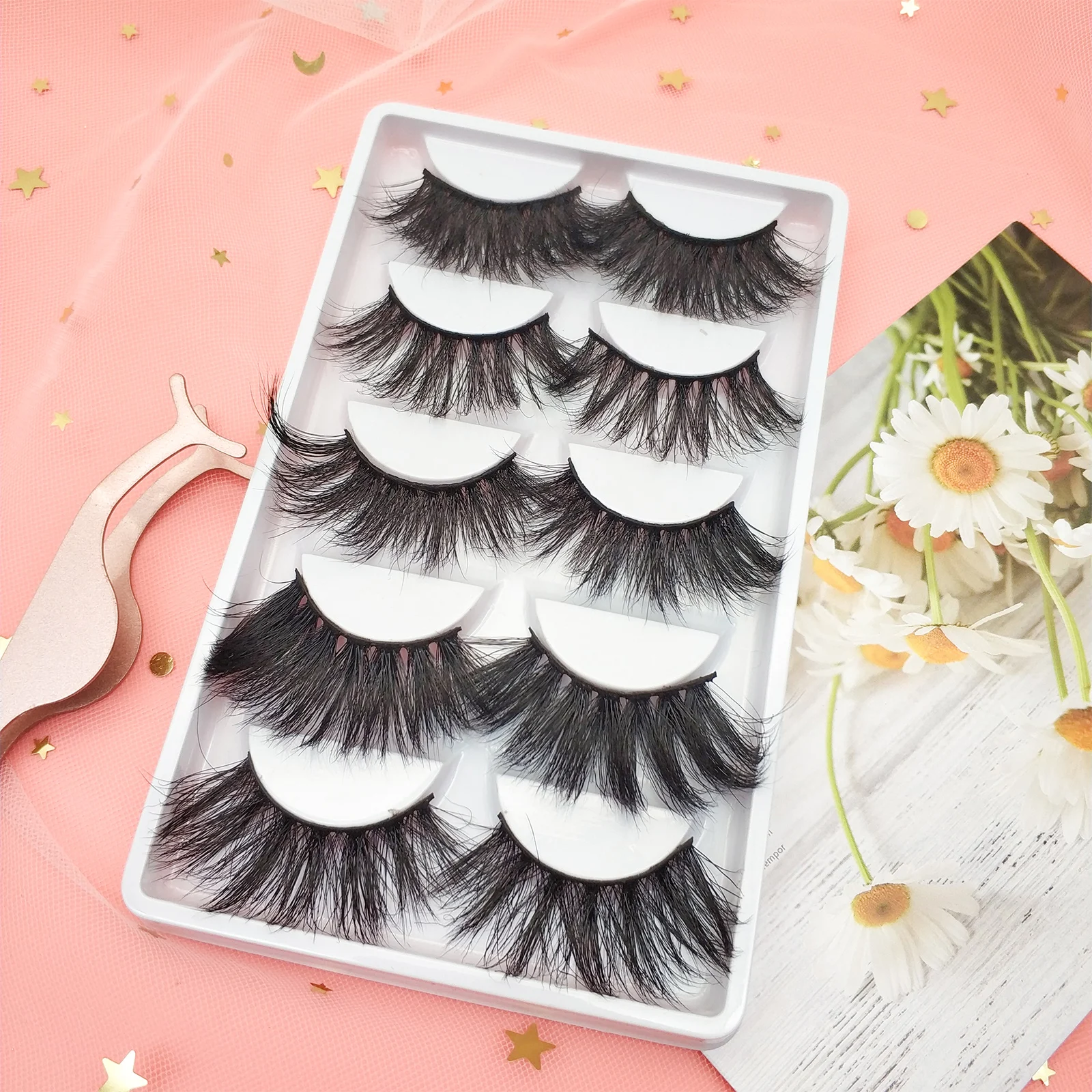 Creat Your Own Brand 25mm Fluffy Siberian Mink Eyelashes Wholsale Custom Vendor Dramatic 100% Real 20mm 25 mm 5d 3d Mink Eyelash