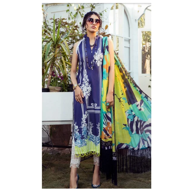 Vibrant Blue Summer Fine Lawn Collection 3 Piece Unstitched Suit