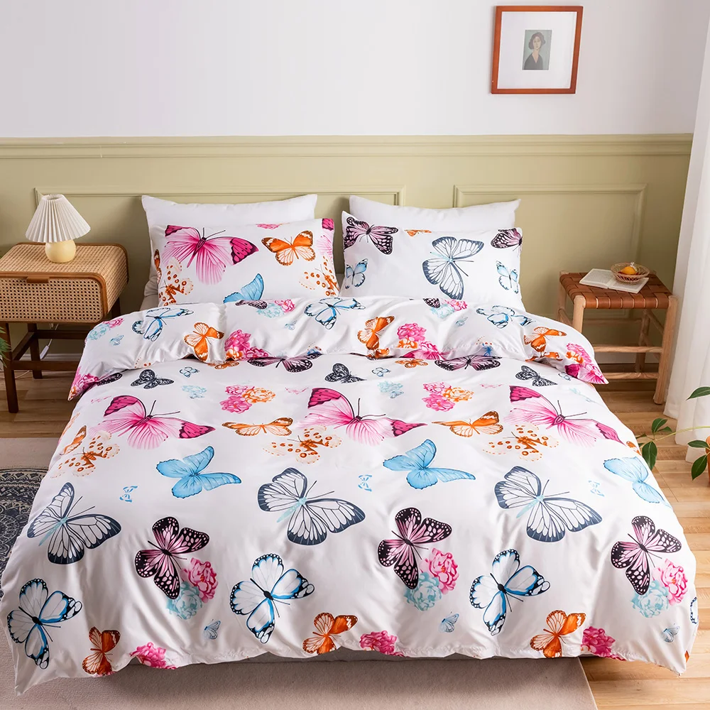 Fashion Printed Home Bedding Set Breathable Duvet Cover Pillowcase (1600524926762)