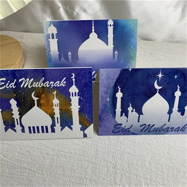 TEID-8D045 Ramadan Kareem Muslim Islamic Eid Greeting Cards Envelop Set for Ramadan Deco Eid Mubarak Invitation Greeting Card