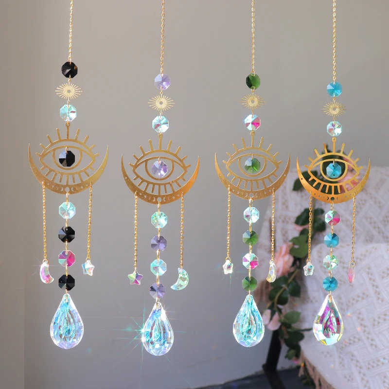 Wholesale Metal Evil Eye Suncatcher Wall Hanging Rainbow Maker Alloy Decoration sun catcher