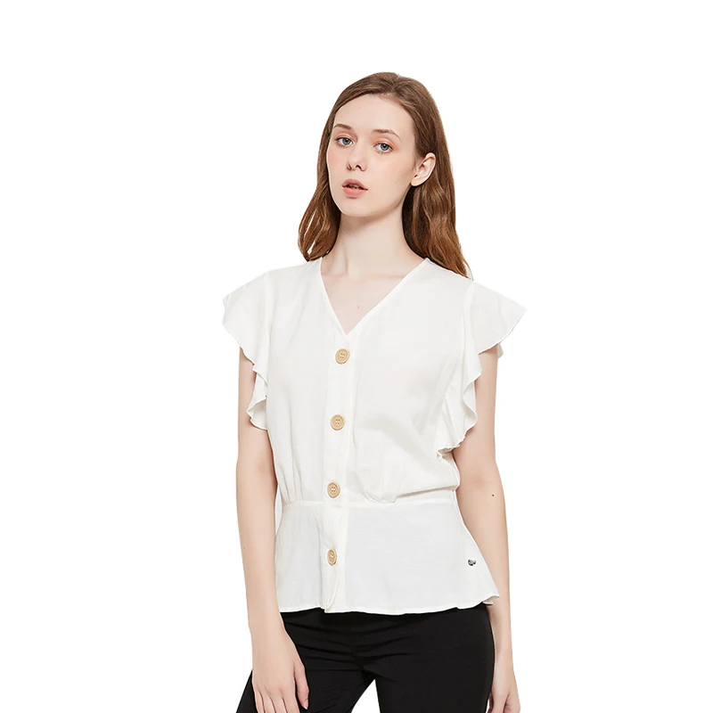 
Sells summer trendy all-match shirts comfortable and soft Linen ladies short-sleeved tops 