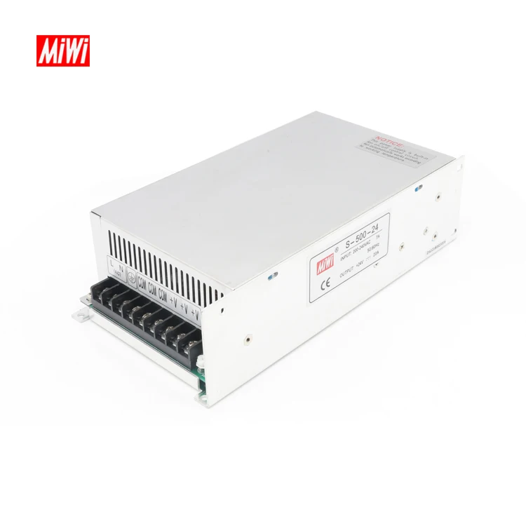 MiWi S-500-24 High quality 220V AC to DC 24V 20A 500w power supply 24vdc