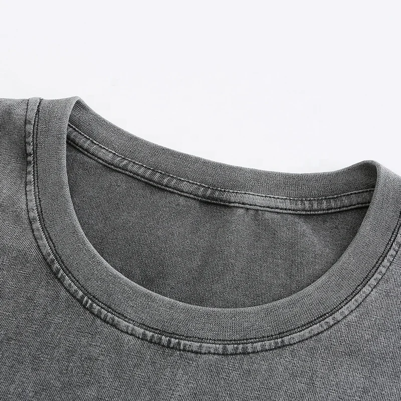 270 Gsm 100% Cotton Oversized Tshirt Washed Heavyweight Tee Women Men Drop Shoulder Wholesale Stone Vintage Acid Wash T Shirt