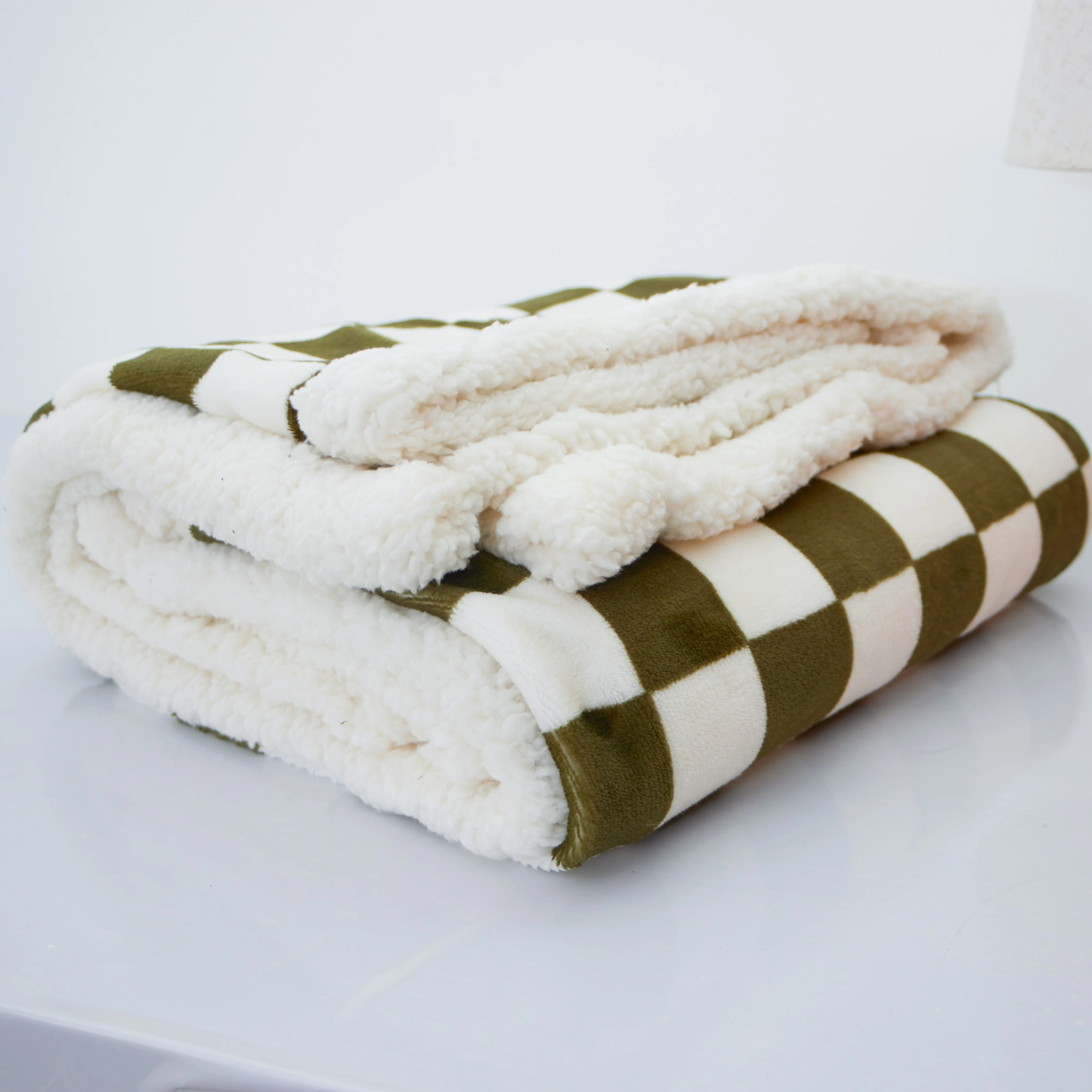 custom printed checkered blanket Nordic Fluffy Throw Warming Checkerboard Blanket Super Soft Flannel Sherpa Blankets