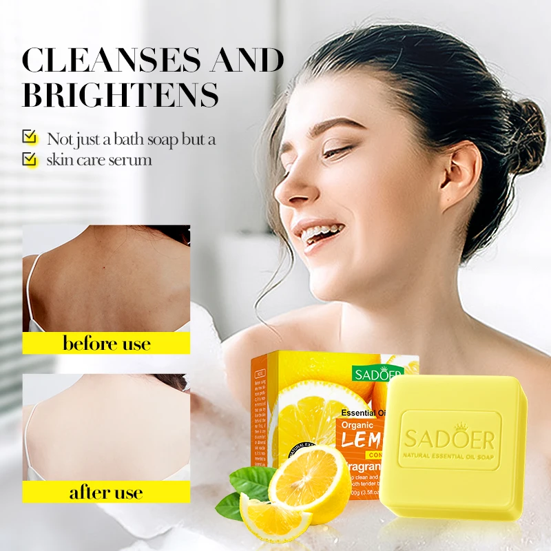 Wholesale SADOER Private Label Ginger Mint Coconut Sea Salt Orange Plant Extract Essential Oil Vitamin C Body Clean Solid Soap