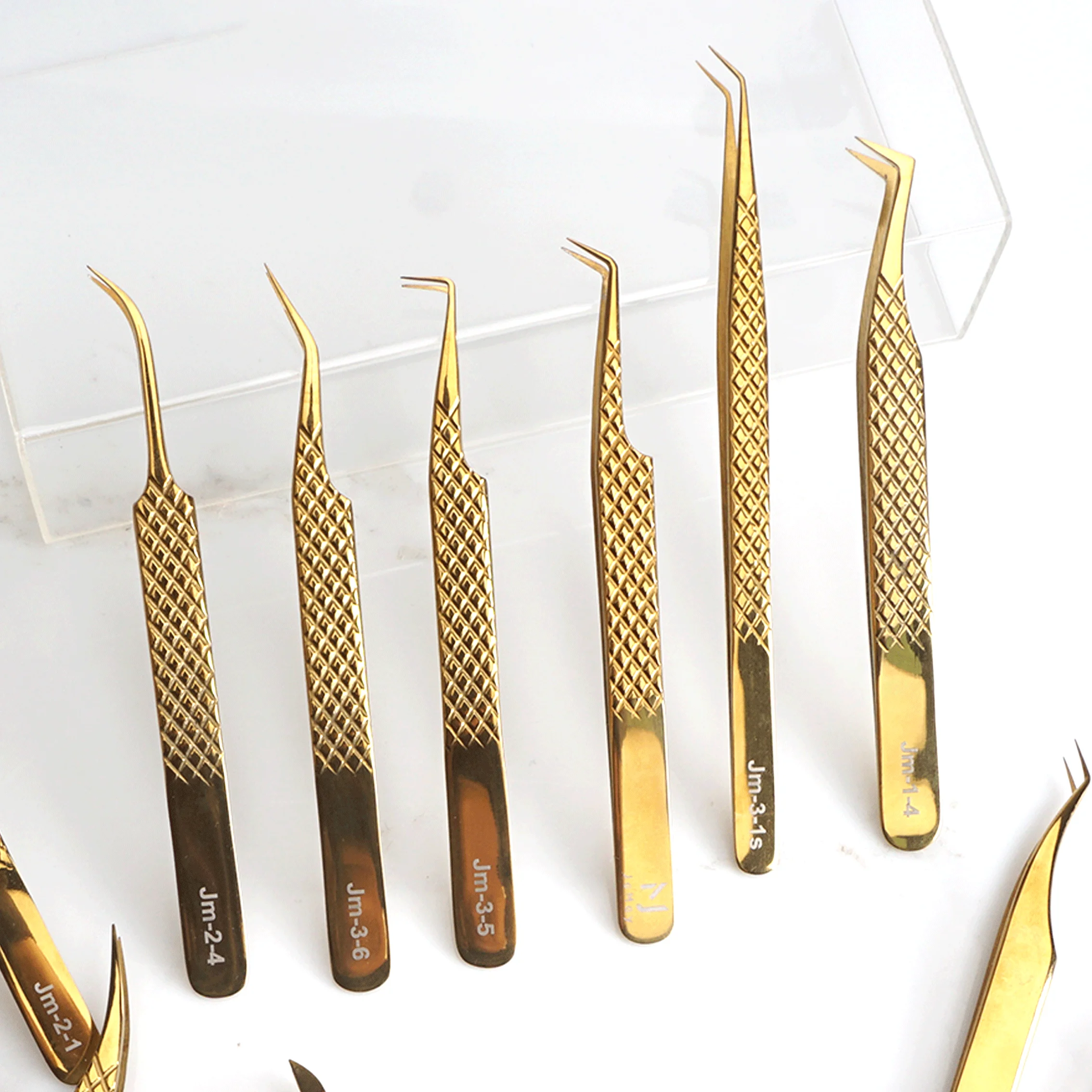 diamond grip tweezers fiber tip tweezers 90 degree extension volume eyelash tweezers manufacturer