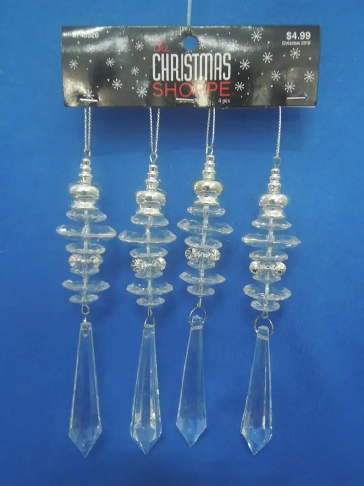 Hot selling custom imported best christmas tree decor Icicle shaped bead ornament acrylic ornament