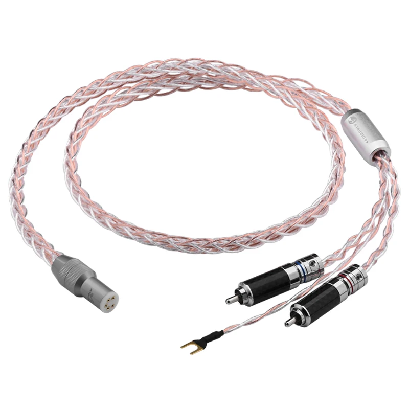 ATAUDIO Hifi Copper and Silver Mixed RCA Phono Tonearm Audio Cable for LP Record Phonograph Vinyl Tonearm Spade Wire Connector