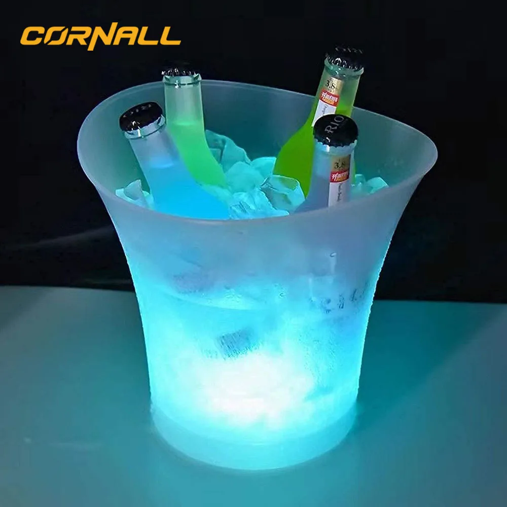 6 Bottles Champagne Bar Ice Barrel LED Luminous Beer Wine Bottle Led Rechargeable Acrylic Ice Bucket