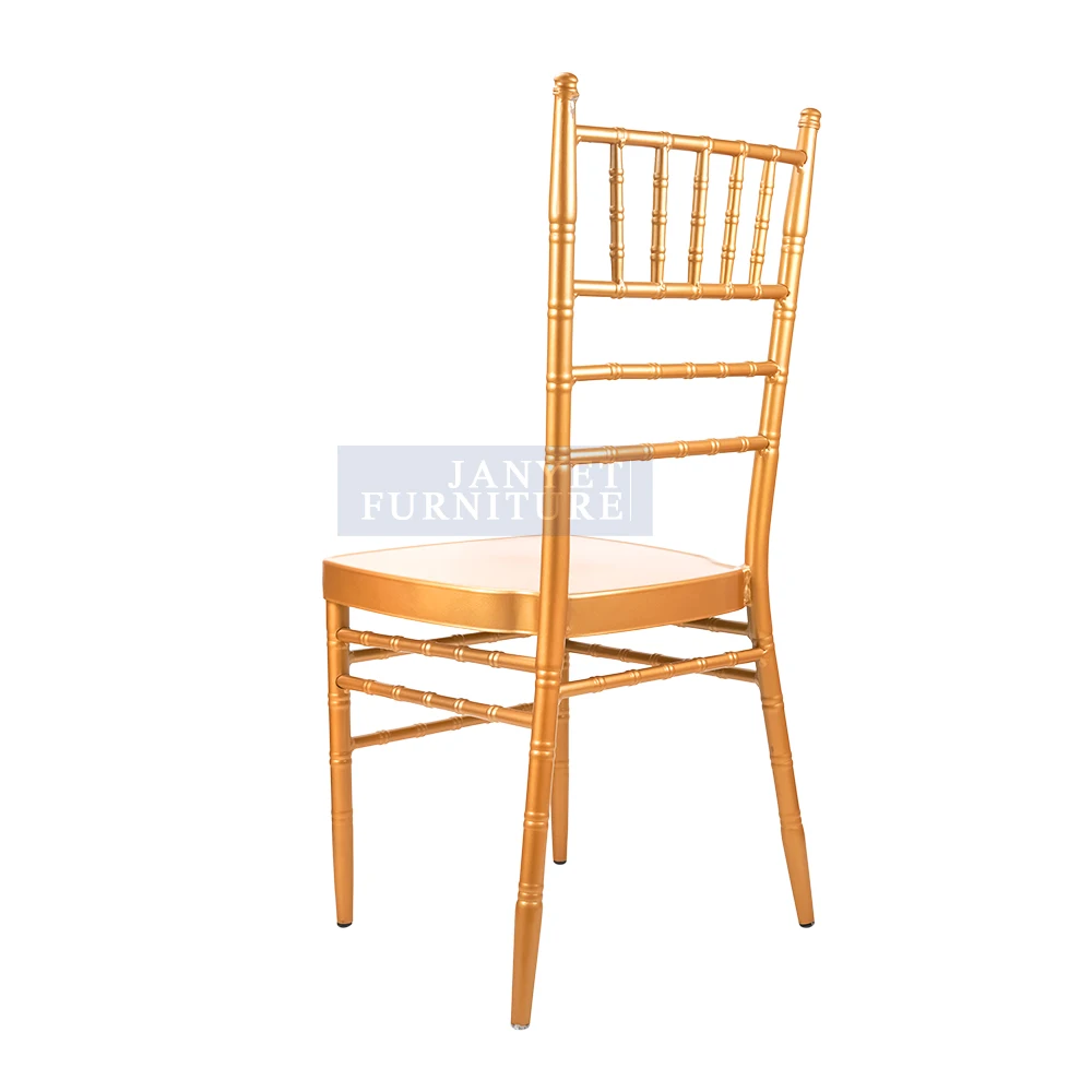 Cheap Hotel Gold Steel Metal Event Banquet Dining Chiavari Chairs Weddings