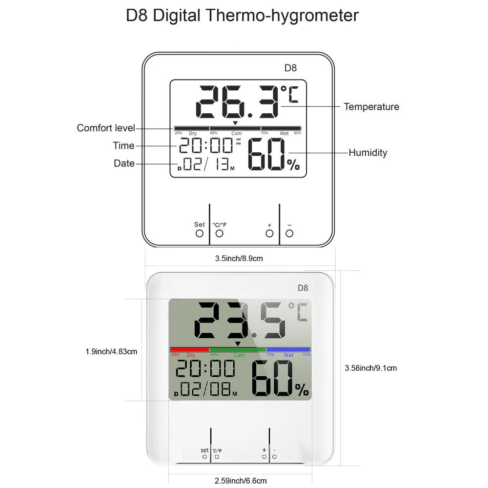 New Product Ideas Clock Digital Thermometer Hygrometer for Indoor Room