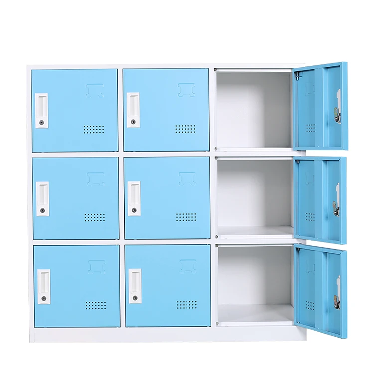 IYANEN KD structure key lock Colorful 9 doors blue small metal Personal Storage phone locker