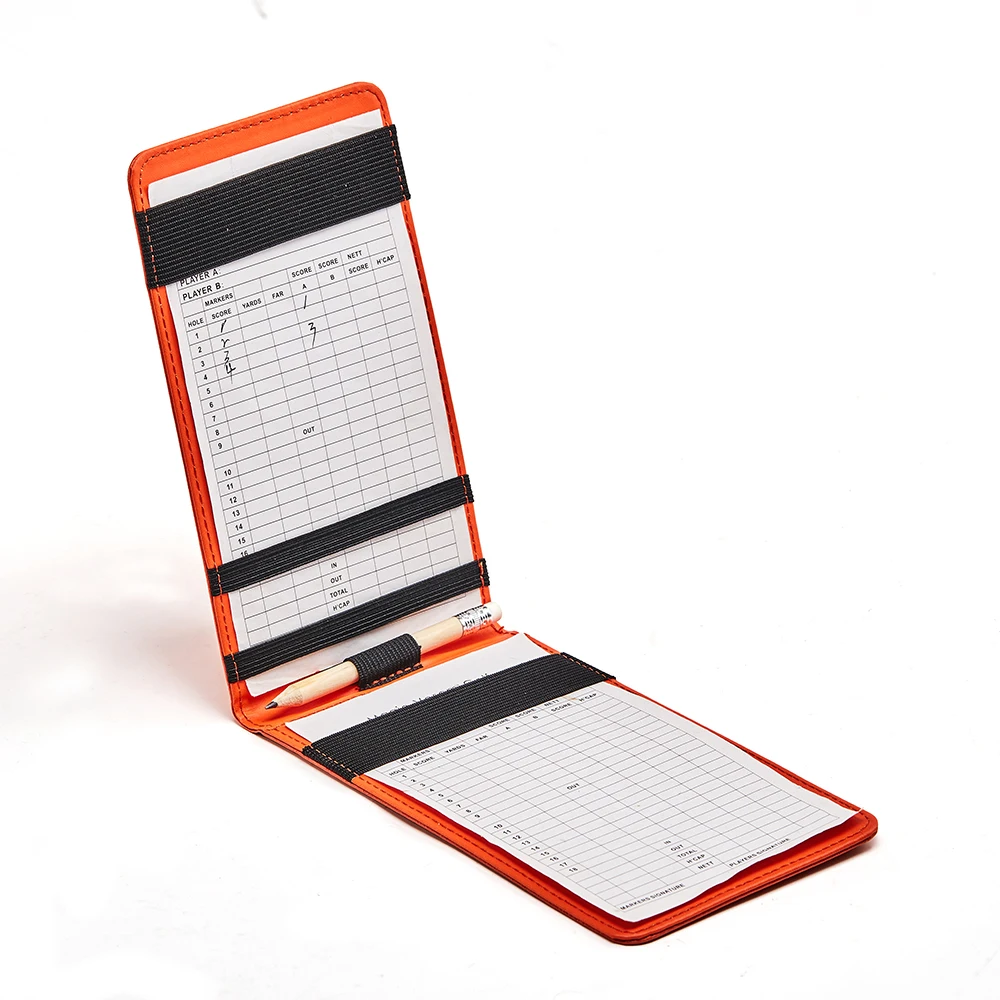 Premium Golf Scorecard Holder PU Leather Yardage Book Cover Golf Scorecard Book, Crocodile Grain Golf Accessories