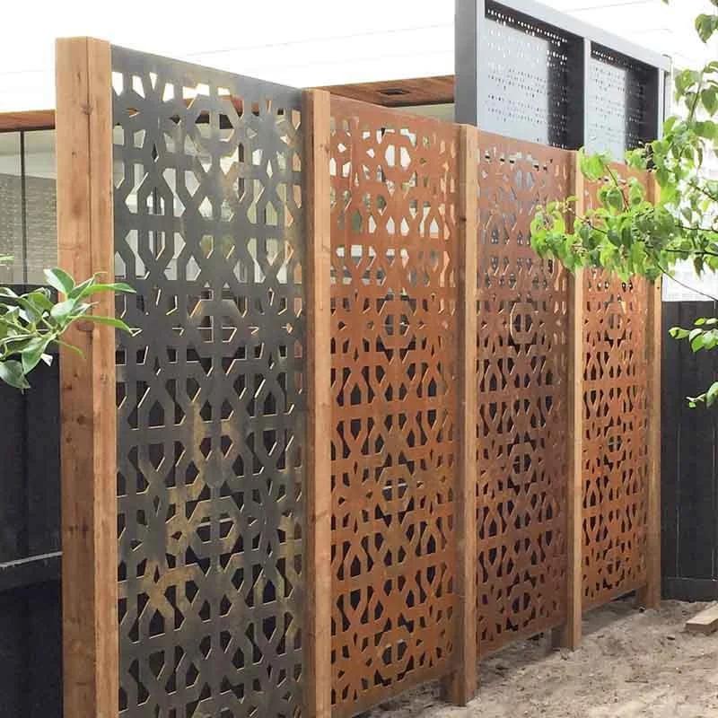 laser cutting decorative privacy home outdoor garden art pattern powder coated aluminum alloy sheet metal fence