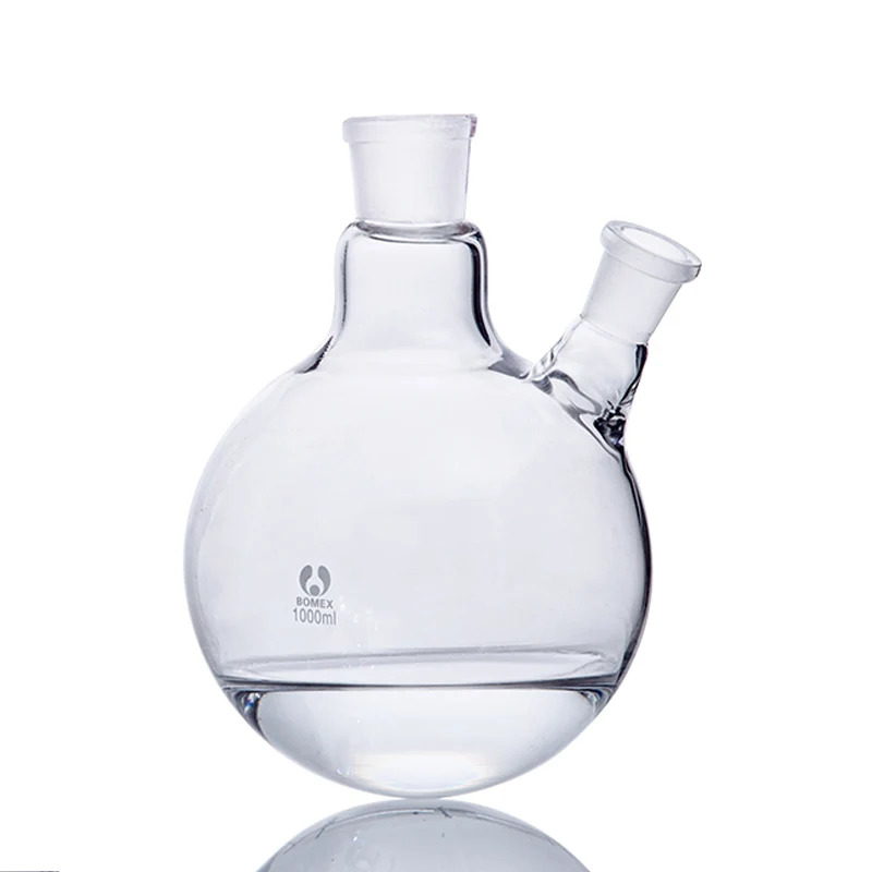 China Supplier Custom Different Size Chemistry laboratory Round Bottom Two Necks Boiling Glass Flask With 19/26 14/23 Joint