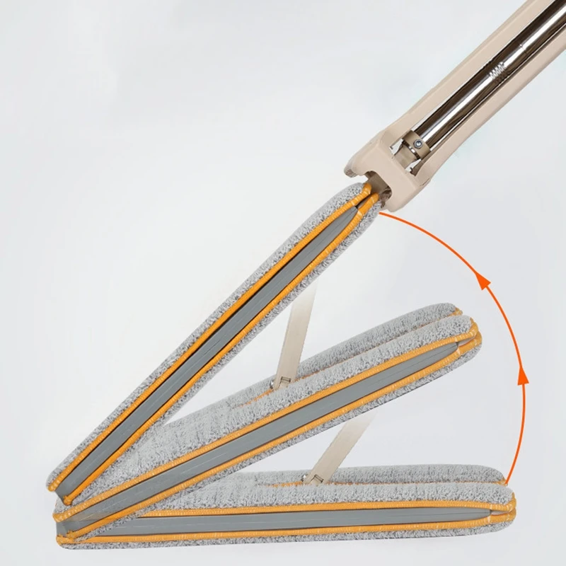P1206 Microfiber Washable Pads 360 Rotation Dust Flat Mop with Long Stainless Steel Handle Free Wash Double Side Flat Mop