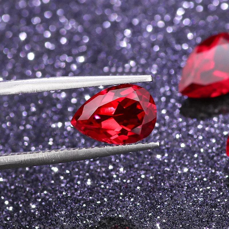 wholesale Lab Grown Gemstones high quality custom Pear Shape GRA certified lab loose stones Ruby color for woman jewelry