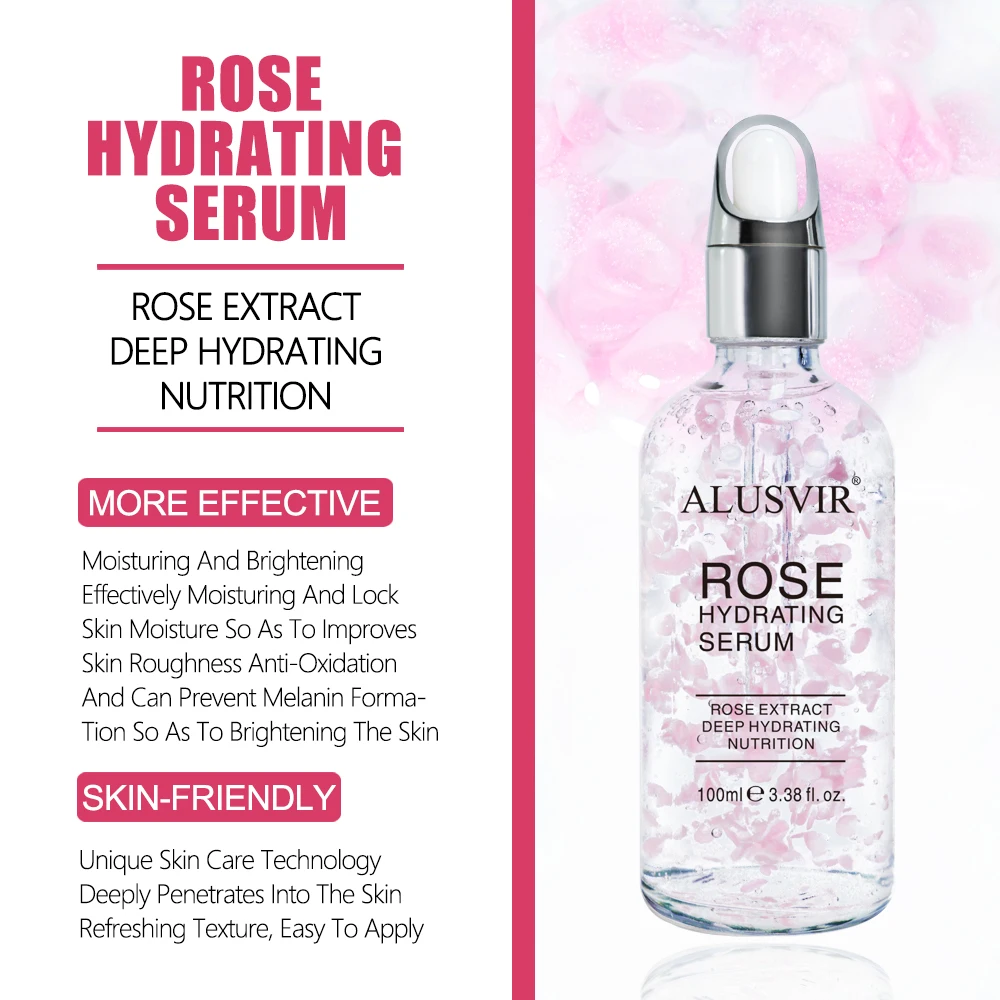 Private Label Face Serum Oem Organic Skin Care Vegan Whitening Anti Aging Repairing Rose Facial Serum Rose Petal Essence