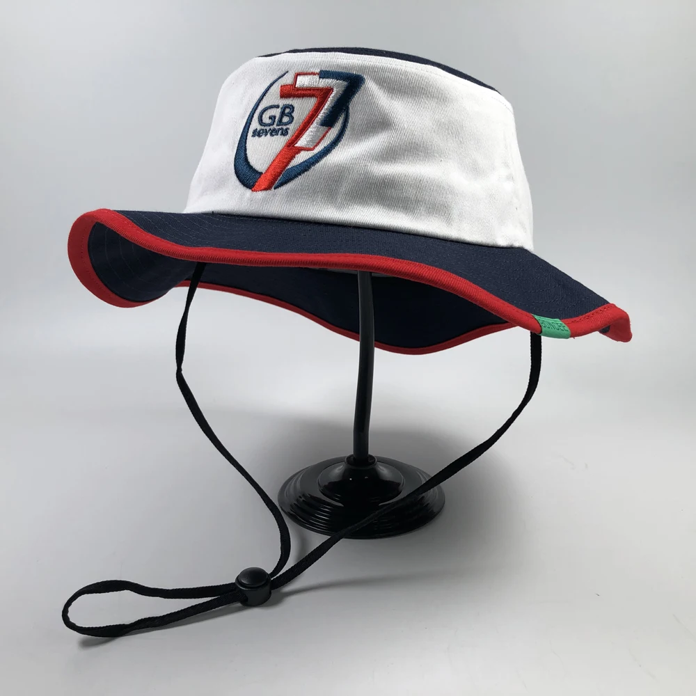 England style 2 tone string boonie bob for men Custom embroidered bucket hat with labels Adults outdoor sports fishing cap rope